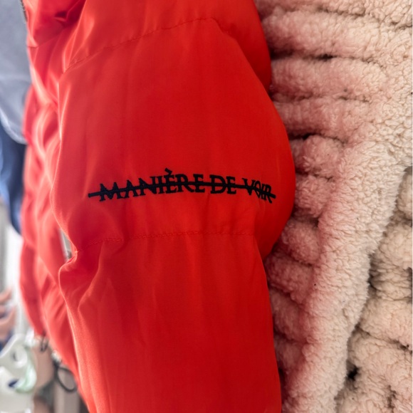 Maniere De Voir Reversible Bomber Jacket With Removable Hoodie Black Orange - Picture 9 of 13